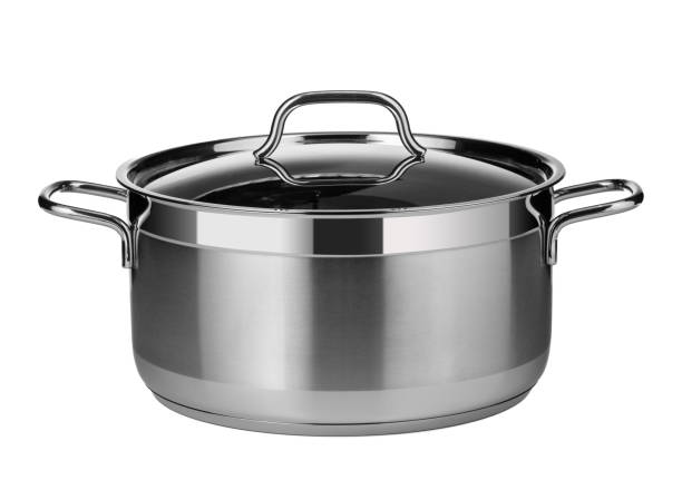 istock Stainless steel pot isolated on white background 1222772019