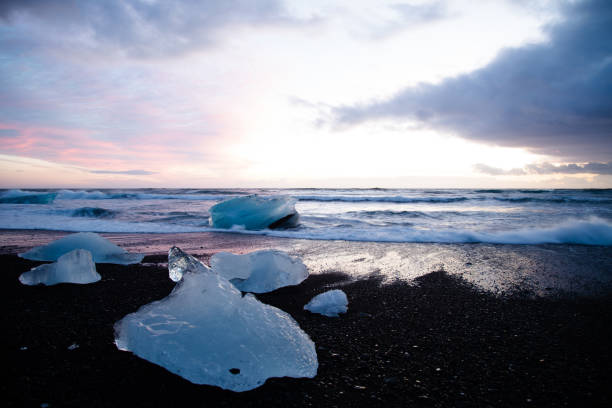 istock Glacier in Iceland. Diamond Beach in Jokulsarlon. 1222772032