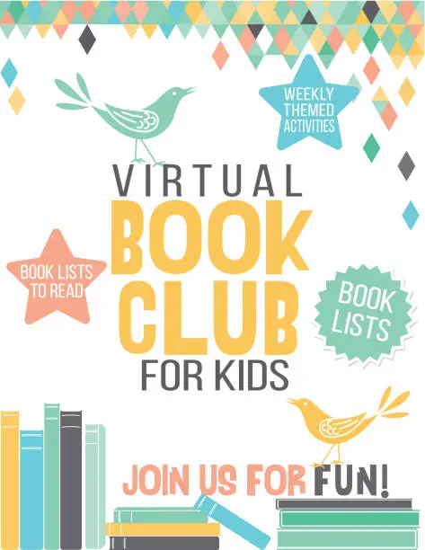 Vector illustration of Virtual Book Club Poster