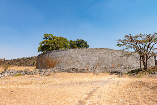 Ancient ruins of Great Zimbabwe (southern Africa) near Lake Mutirikwe during winter season