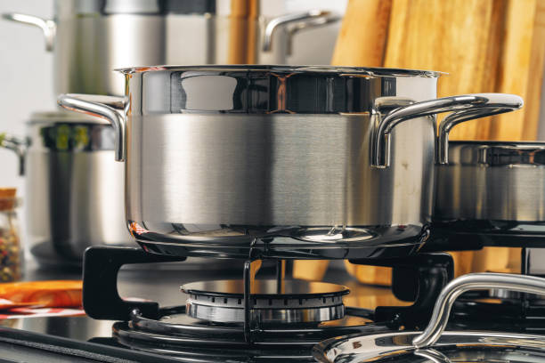 istock Clean saucepan on a gas stove in kitchen 1222773276