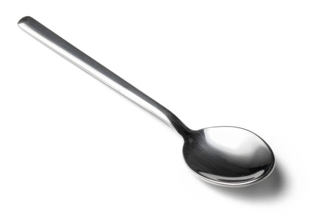 istock Stainless cutlery spoon isolated on white background 1222773744
