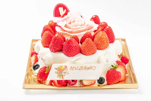 Photo of Birthday cake on white background