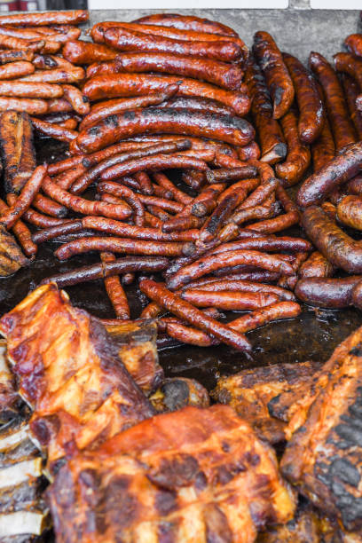 istock Assorted delicious grilled meat with vegetables over the counter on a barbecue event. 1222778526