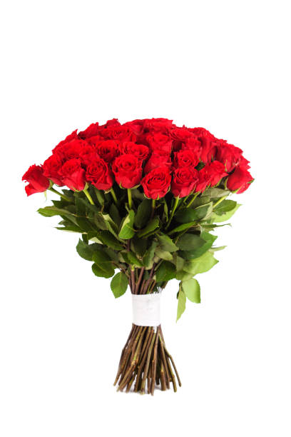 istock Big bouquet of red roses isolated on white background 1222778580