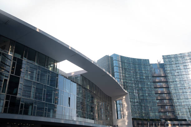 istock A modern semicircular building with windows throughout the building against a blue sky. 01.2020 Milan 1222778934