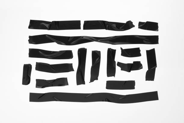 istock Black adhesive duct tape isolated on white background, collection 1222779332
