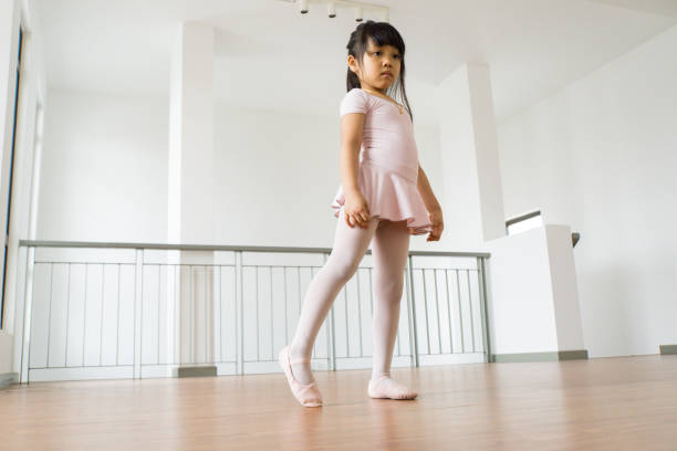Virtual ballet online class, home schooling concept stock photo