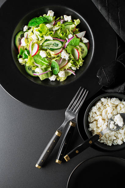 istock Fresh salad with fresh vegetables and fresh cheese 1222780652