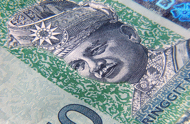 primo piano estremo su 50 ringgit malesia - malaysian ringgit foto e immagini stock