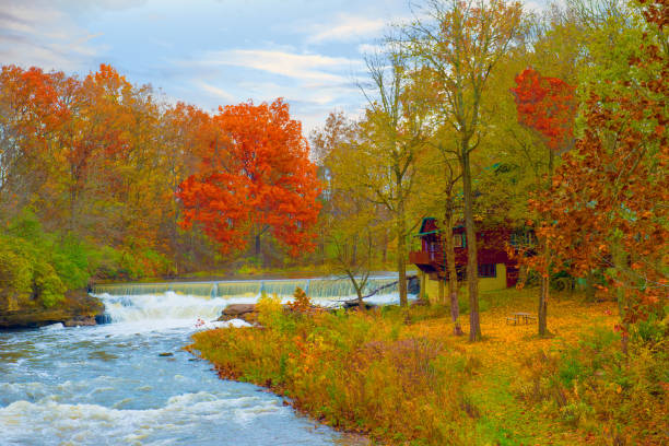 istock Waterfall and Grist Mill-Pipe Creek-Cass County Indiana 1222782496