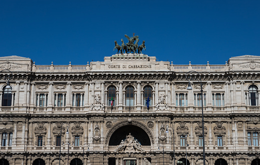 Rome, Italy - February 27, 2020: Palace of Justice, Supreme Court of Cassation `Corte Suprema di Cassazione`\nSupreme Court of Italy, located in Rome.