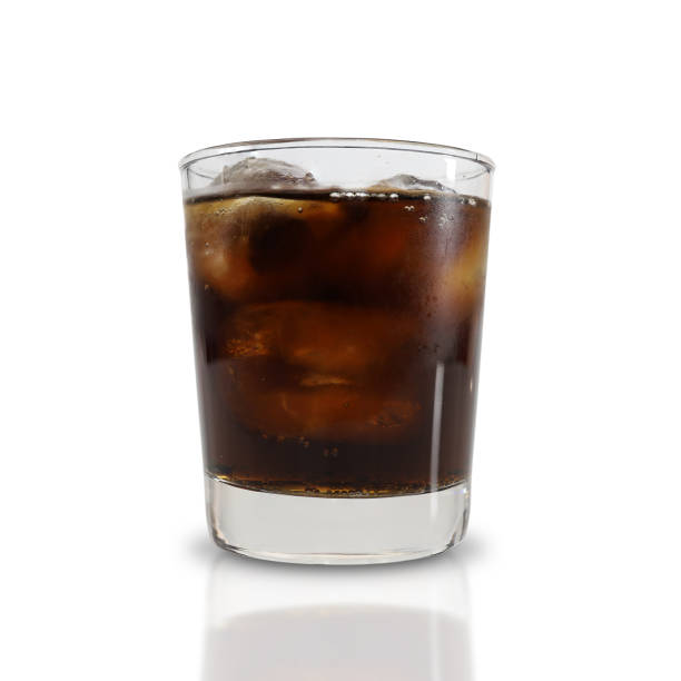 istock Cola in Short glass with ice isolated on white background. with clipping paths. 1222783887