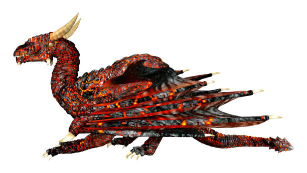 istock 3D illustration fantasy dragon on white 1222785502