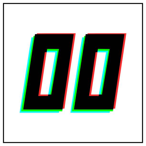 istock Number 00, zero vector desing logo.Dynamic, split-color, shadow of  number red, green, blue in black frame on white background. For social media,design elements, creative poster, anniversary celebration, greeting and web template 1222785581
