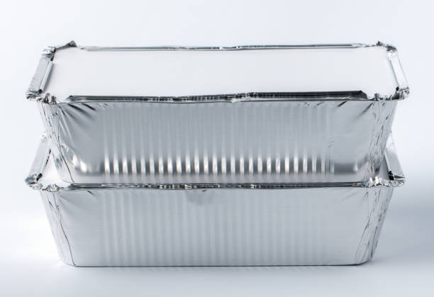 istock Foil food box with takeaway meal on white background 1222785713