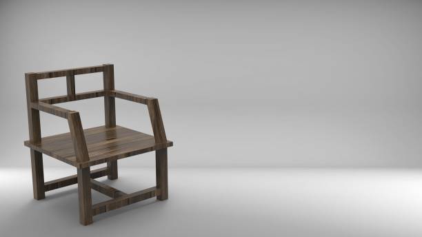 istock 3d rendering mahogany patterned wooden chair on a white backdrop mockup. 1222787056