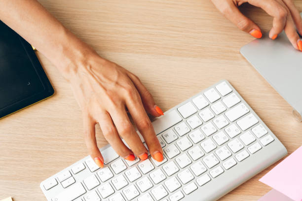 istock Stay safe and working from home. Young woman working at home. 1222788447
