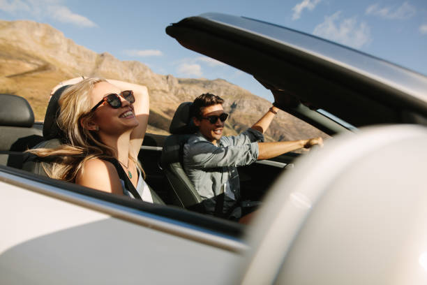 istock Couple having fun on a road trip 1222790020
