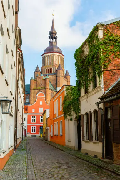 picture of a cityscape with church in the old town of Stralsund, Germany