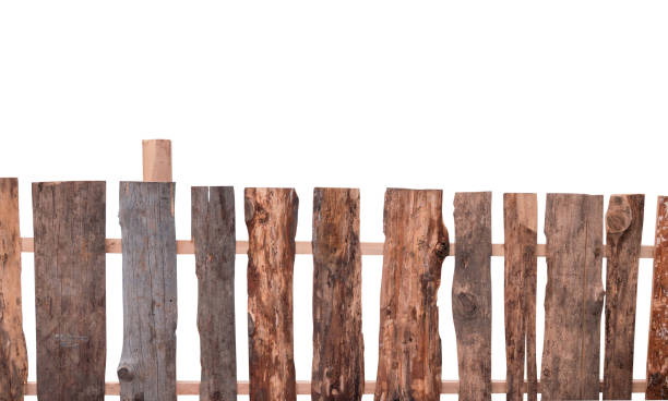 istock Wooden fence isolated on white 1222793600