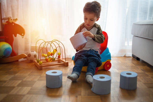 Cute toddler boy, potty training