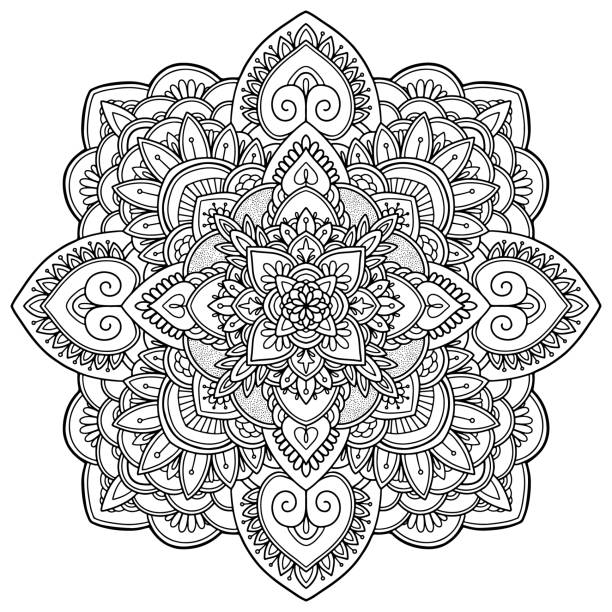 malseite. antistress malbuch für erwachsene. mandala. gliederungszeichnung - lace white pattern flower stock-grafiken, -clipart, -cartoons und -symbole