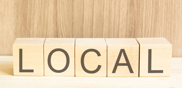 istock Local text on wooden cubes and a light background. 1222800253