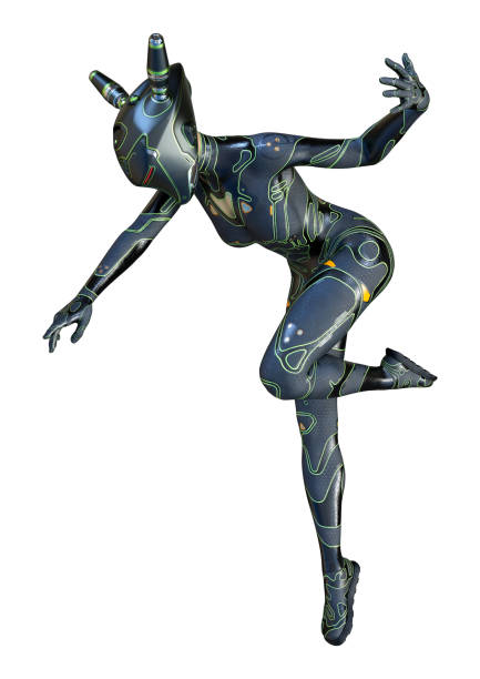 istock 3D illustration space super woman on white 1222802337