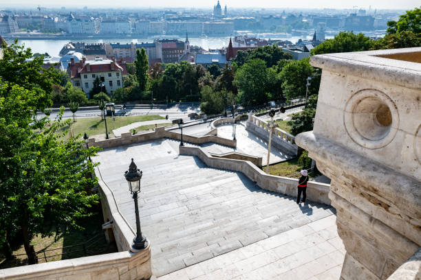 The Fishermen's Bastion Staircase, Budapest, Hungary stock photo