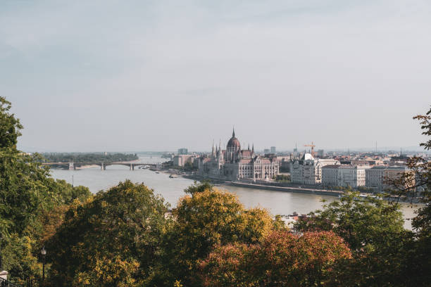 Panoramic view of the Danube in Budapest stock photo