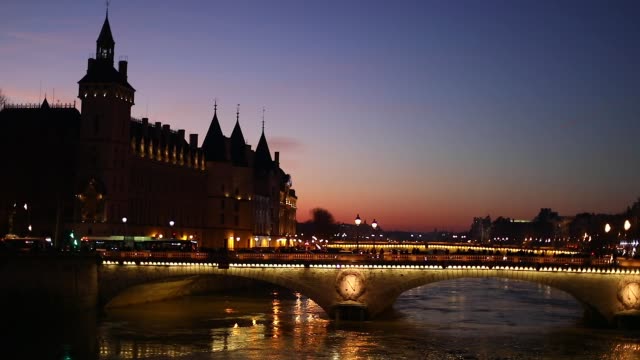 Seine river and the Conciergerie from Pont d'Arcole in Paris