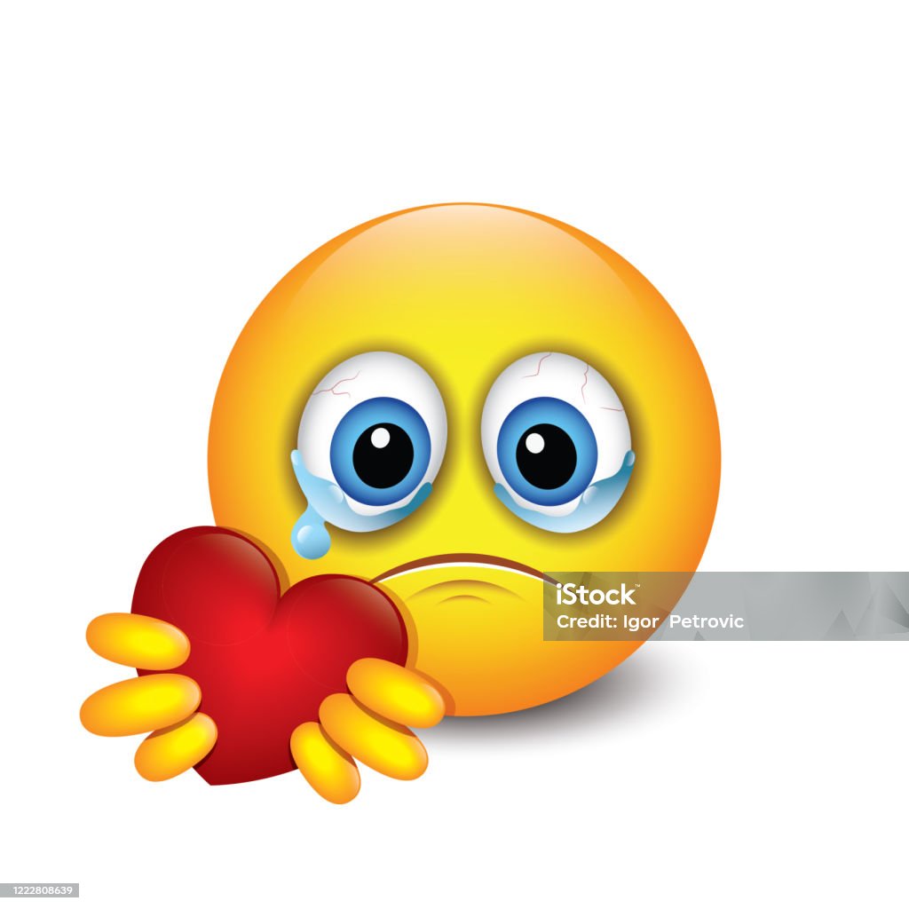 Crying Emoji Giving Love Heart Isolated Emoticon Vector ...