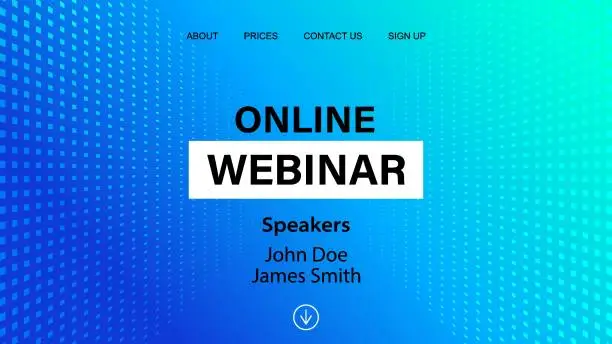 Vector illustration of Online webinar landing page template. Vector banner mock up for business conference announcement