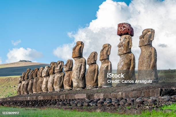 Ahu Tongariki Easter Island Stock Photo - Download Image Now - Ancient Civilization, Archaeology, Chile