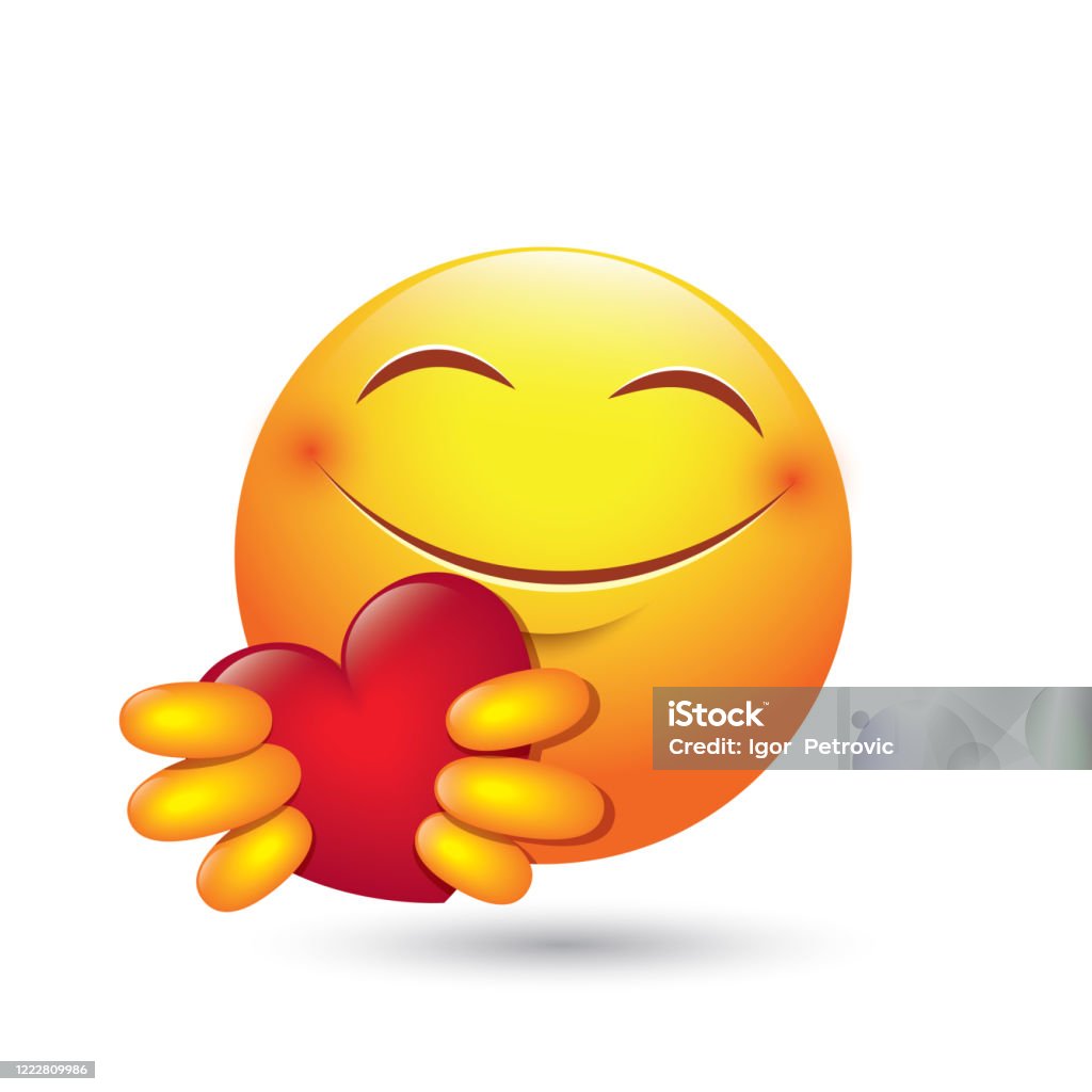 Cute Emoji Giving Love Heart Isolated Emoticon Vector Illustration ...
