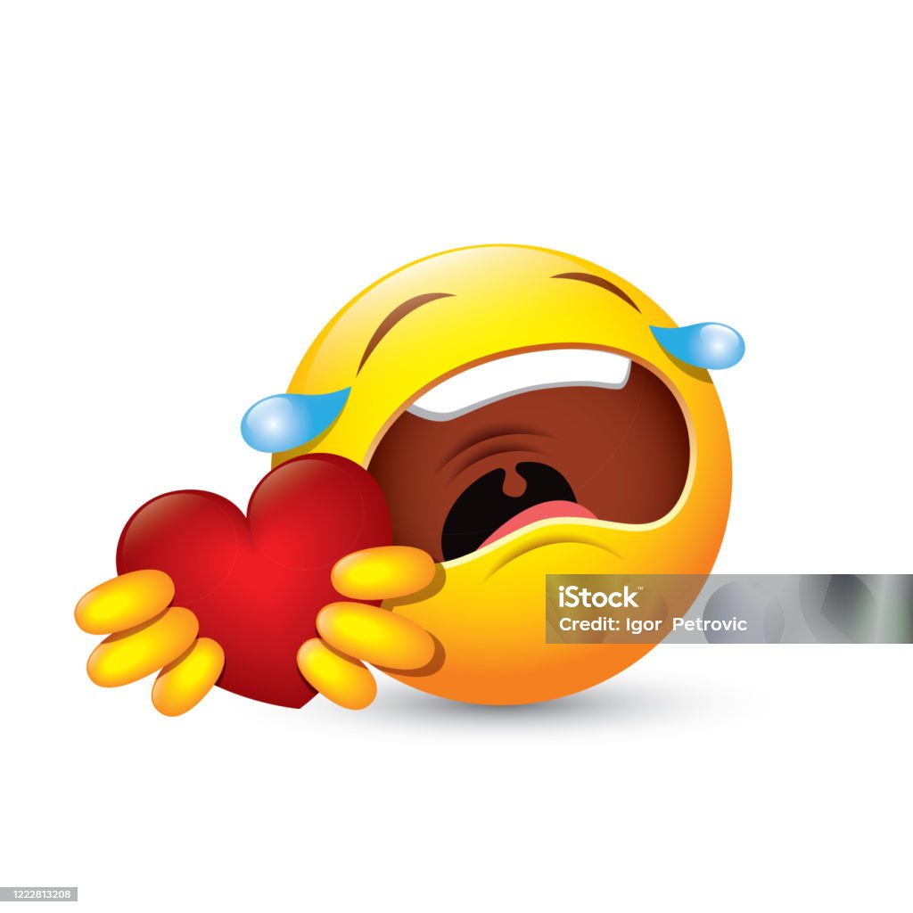 Crying Emoji Giving Love Heart Isolated Emoticon Vector ...