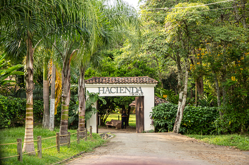 Facade of the Hacienda el Bosque in Cali in Colombia on November 20, 2019