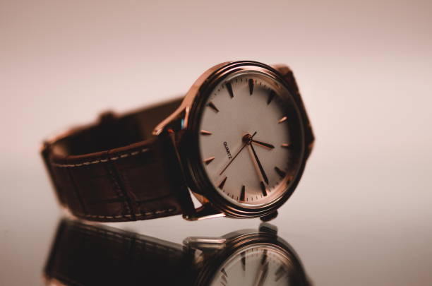 istock Elegant wrist watch closeup on dark 1222813817
