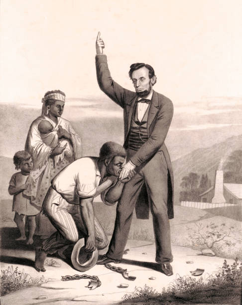 illustrazioni stock, clip art, cartoni animati e icone di tendenza di abraham lincoln libera gli schiavi - slavery civil rights history african ethnicity