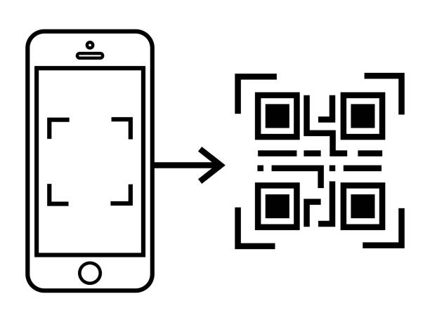 qr 스마트 폰 스캔 코드. 코드 벡터 아이콘을 확인합니다. 디지털 기술, 바코드. - qr코드 stock illustrations