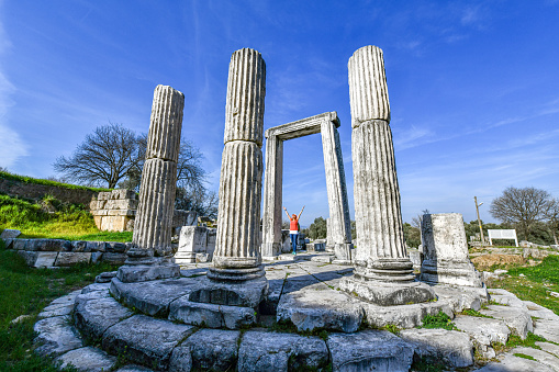 view of the archaeological site of Olympia and ancient ruins of the temples and stadium