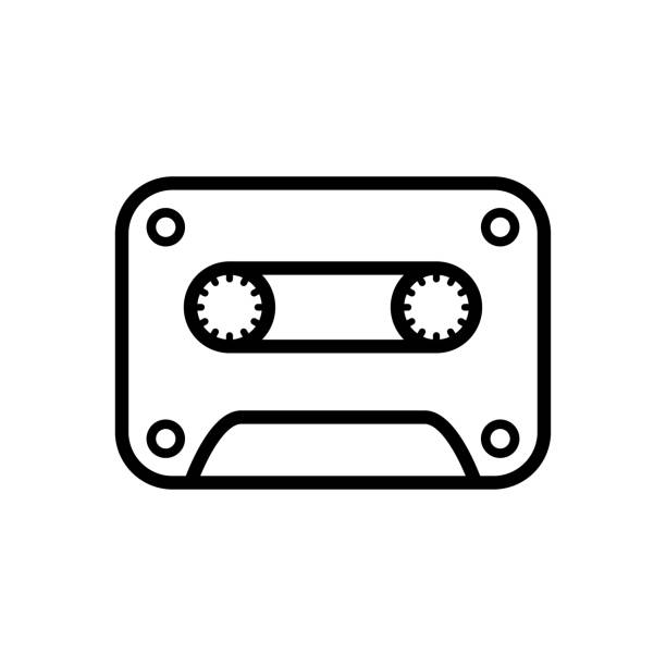 ilustraciones, imágenes clip art, dibujos animados e iconos de stock de diseño de plantilla vectorial plana icono de casete de moda - retro revival music audio cassette old