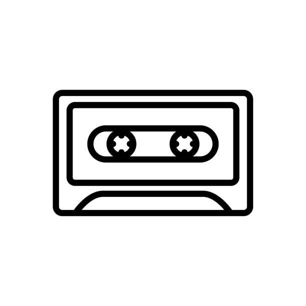 ilustraciones, imágenes clip art, dibujos animados e iconos de stock de diseño de plantilla vectorial plana icono de casete de moda - retro revival music audio cassette old