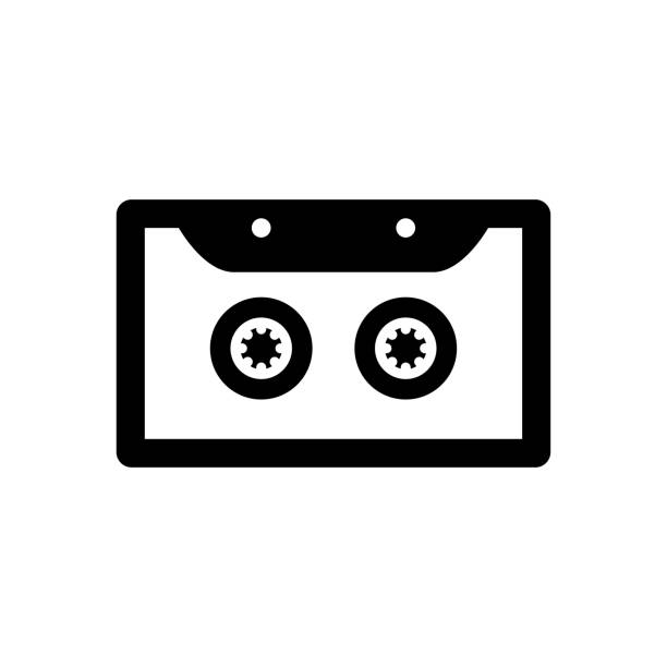 ilustraciones, imágenes clip art, dibujos animados e iconos de stock de diseño de plantilla vectorial plana icono de casete de moda - retro revival music audio cassette old