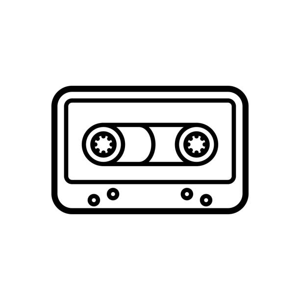 ilustraciones, imágenes clip art, dibujos animados e iconos de stock de diseño de plantilla vectorial plana icono de casete de moda - retro revival music audio cassette old