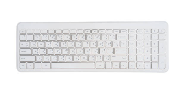 istock Thai and English keyboard in white on isolated background 1222818953