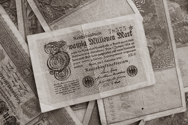 istock some old historical German banknotes lie spread out on a table 1222819843