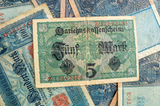 istock some old historical German banknotes lie spread out on a table 1222819846