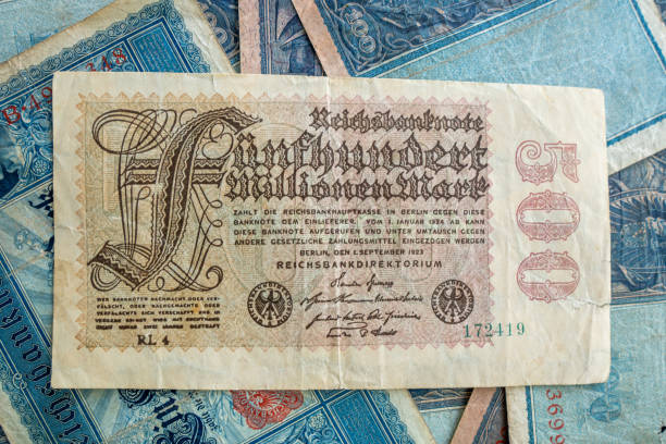 istock some old historical German banknotes lie spread out on a table 1222819865